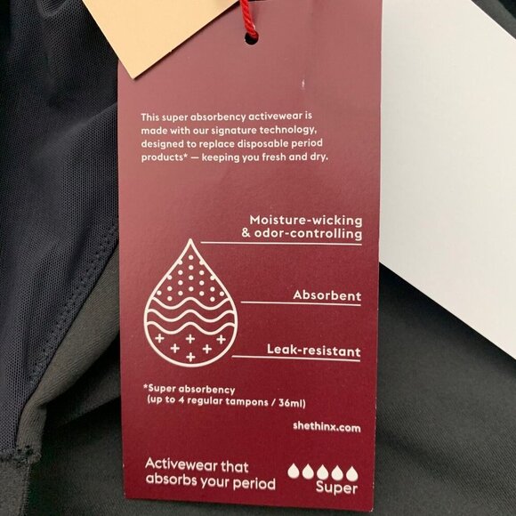 Thinx Size Medium Leotard Super Absorbency Period Activewear NEW Black Stretch - Picture 6 of 6